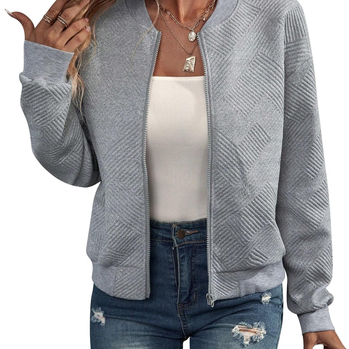 Dora – Casaco bomber estruturado com fecho