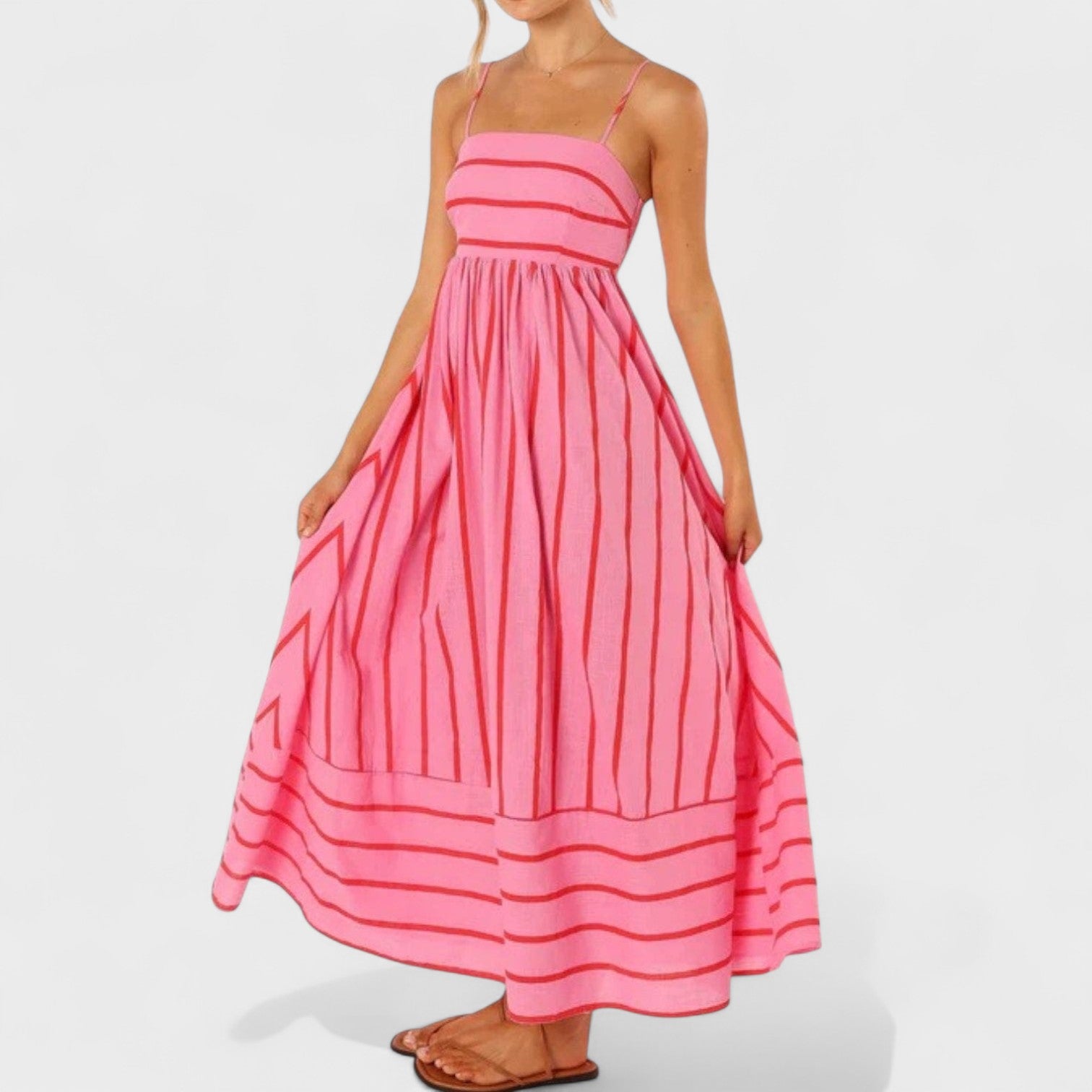 Isabel - Vestido comprido às riscas